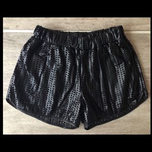 NWT Faux Black Leather Mesh Shorts